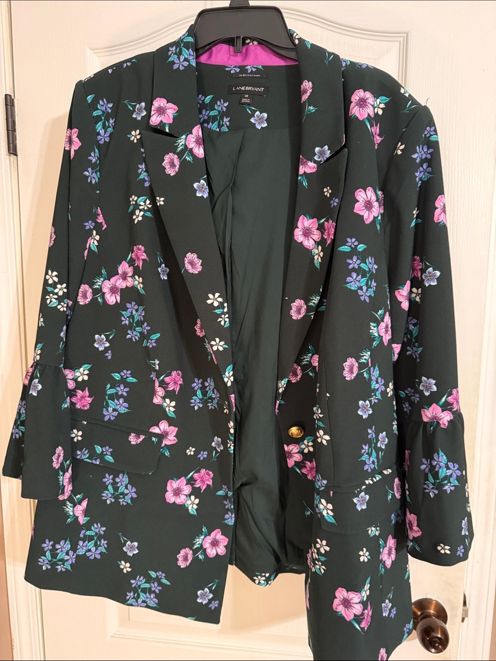 Lane Bryant Black Blazer with Pink & Purple Floral Print